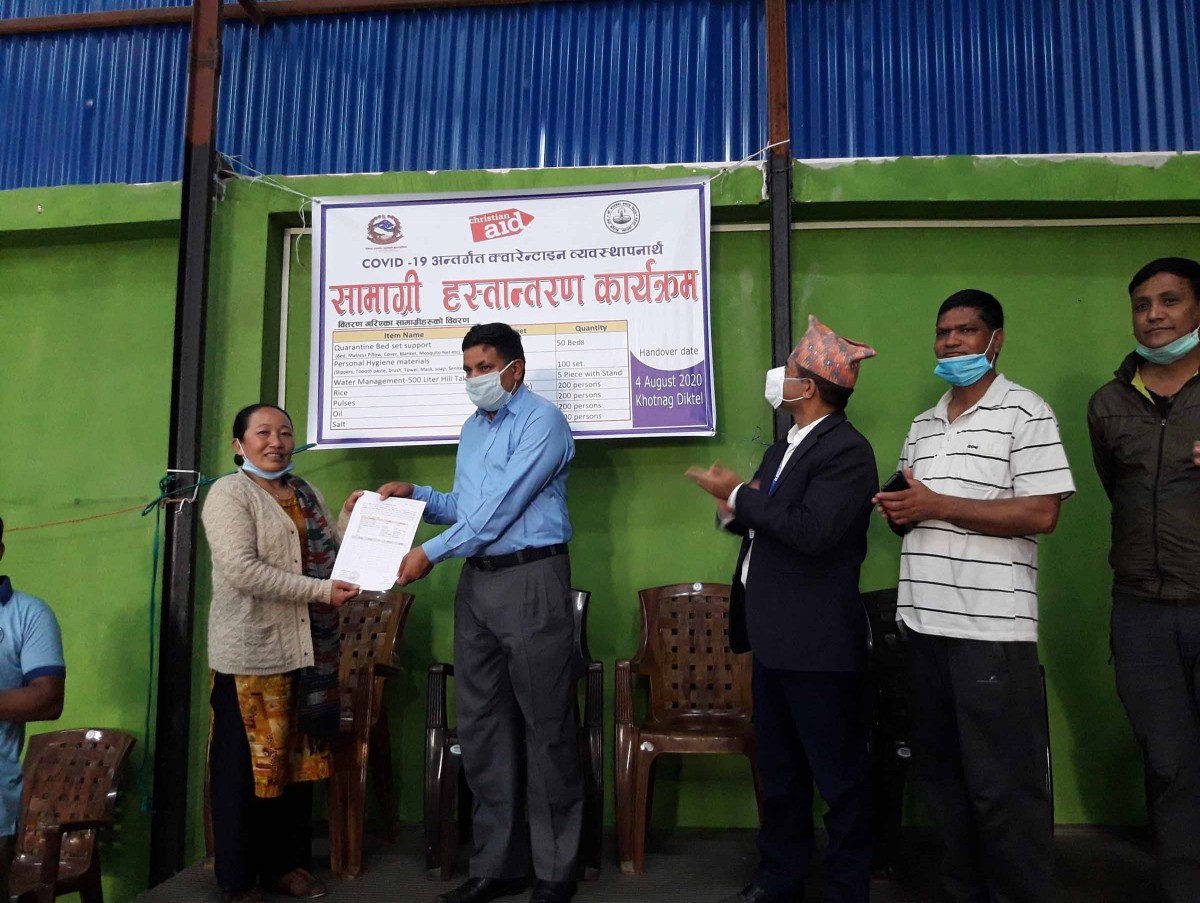 बालसेवाद्धारा क्वारेन्टीन व्यवस्थापनका लागि नगरपालिकालाई १४ लाखको सामग्री प्रदान