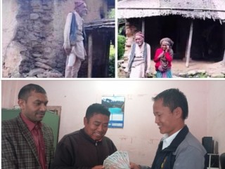 पहिरो पिडित बृद्ध दम्पत्तीलाई आर्थिक सहयोग