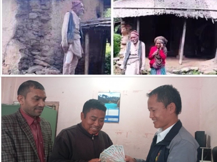 पहिरो पिडित बृद्ध दम्पत्तीलाई आर्थिक सहयोग