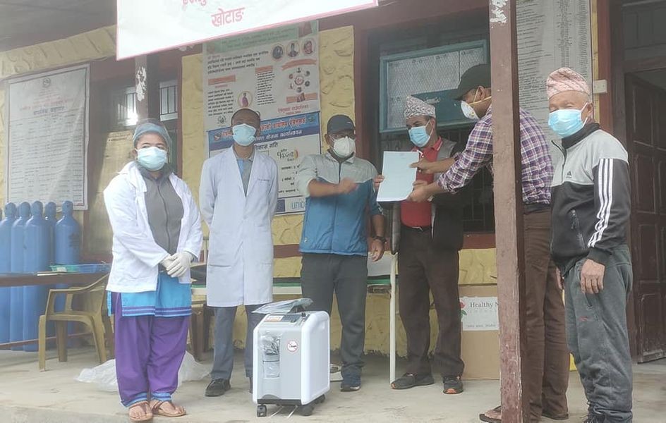 ऐसेलुखर्कको  प्राथमिक स्वास्थ्य केन्द्रलाई अक्सिजन कन्सन्ट्रेटर