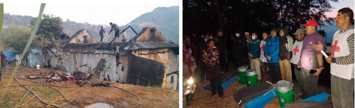 विद्युत सट हुँदा बाम्राङमा तीन घर जल्यो