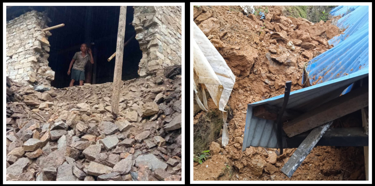 पहिरोले च्यास्मीटारमा एक घर भत्कियो, दिक्तेल थर्पुमा एक घरमा क्षती